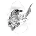 full body Raven with nordic runes tattoo design idea