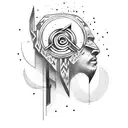 full body Raven with nordic runes tattoo design idea