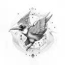 full body Raven with nordic runes tattoo design idea