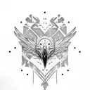 Raven with nordic runes tattoo design idea