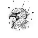 Raven with nordic runes tattoo design idea