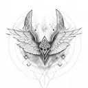 Raven with nordic runes tattoo design idea