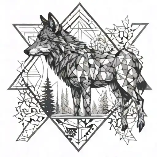 hirsch blend between wolf and deer tattoo design idea