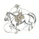 Cowgirl riding men sitting tattoo design idea