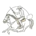 Cowgirl riding men sitting tattoo design idea