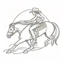 Cowgirl riding men sitting tattoo design idea