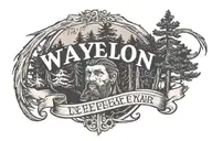 the name Waylon with the date 9/15/23 underneath with pines ones and trees in the background tattoo design idea