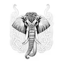 A Celtic-inspired tattoo featuring a majestic elephant surrounded by intricate knotwork designs tattoo design idea