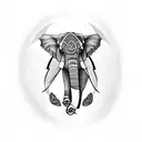 A Celtic-inspired tattoo featuring a majestic elephant surrounded by intricate knotwork designs tattoo design idea