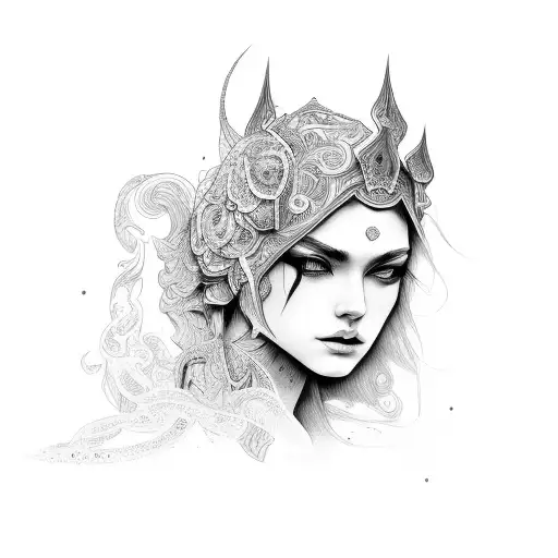 mysterious beautiful female protector tattoo design idea