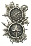 cross compass clock tattoo design idea