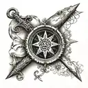 Latin cross and compass tattoo design idea