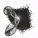 A neuron morphing into a DNA double helix, symbolizing the connection between neuroscience and genetics tattoo design idea