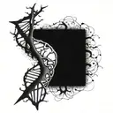 A neuron morphing into a DNA double helix, symbolizing the connection between neuroscience and genetics tattoo design idea