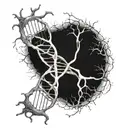 A neuron morphing into a DNA double helix, symbolizing the connection between neuroscience and genetics tattoo design idea