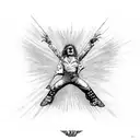 Van Halen logo with david lee Roth face and Eddie van halen tattoo design idea