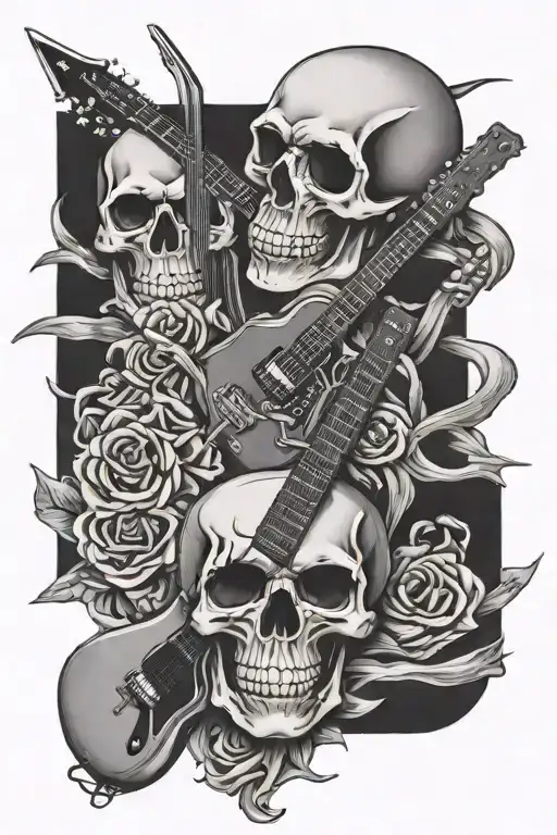 skull and guitars crossed tattoo design idea