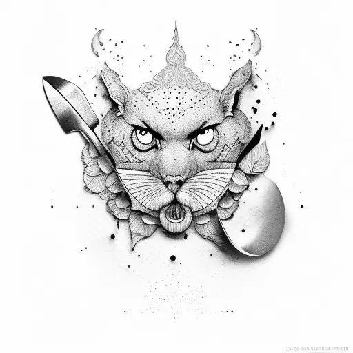 chef knife and bar spoon tattoo design idea