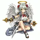anime loli angel holding sword tattoo design idea
