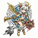 anime loli angel holding sword tattoo design idea