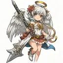 anime loli angel holding sword tattoo design idea