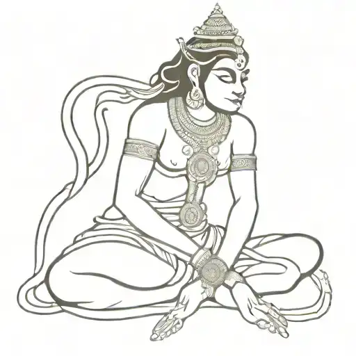 wife of hanuman gada tattoo design idea