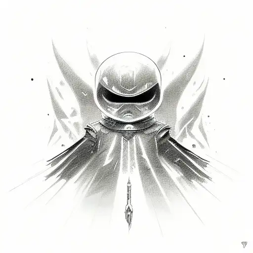 a little child with a big demon behind him in the form of a shadow tattoo design idea