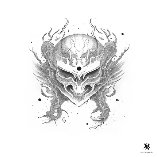 a child with a demon behind him in the form of a shadow tattoo design idea