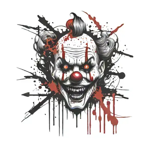Blood moon scary clown light knife tattoo design idea