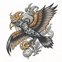 PHOENIX BIRD FLYING OUT tattoo design idea