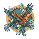 PHOENIX BIRD FLYING OUT tattoo design idea