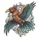PHOENIX BIRD FLYING OUT tattoo design idea
