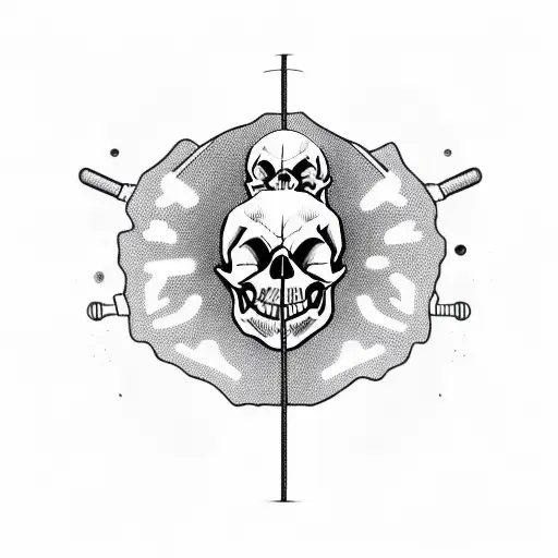 A sinister-looking skull wearing a hoodie, with lines of code flowing out from its eyes and mouth. tattoo design idea