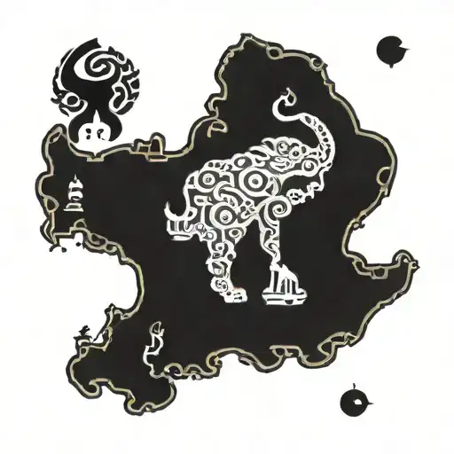 Nepal India Sri Lanka map animal spiritual symbol travelling journey tattoo design idea