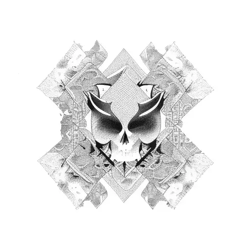 bold patchwork tattoo design idea