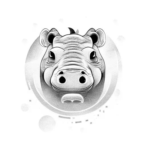  adult prompt hippo with moon tattoo design idea