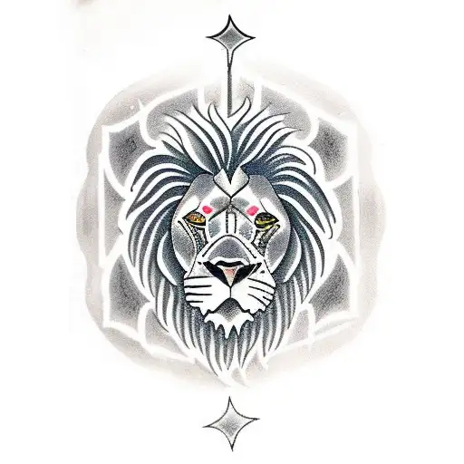 tattoo of a lion with the name of Angel Gabriel and the date of April 24, 22 tattoo design idea