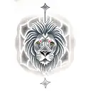 tattoo of a lion with the name of Angel Gabriel and the date of April 24, 22 tattoo design idea