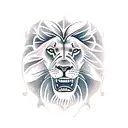 tattoo of a lion with the name of Angel Gabriel and the date of April 24, 22 tattoo design idea