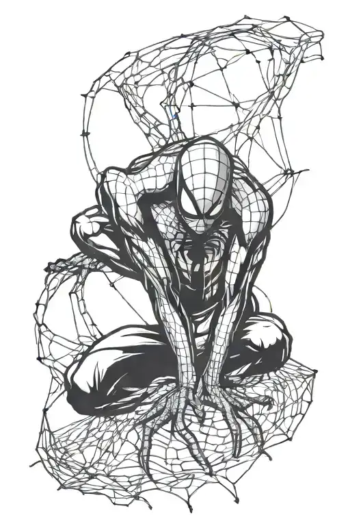 spider man, alone, depression hard times tattoo design idea