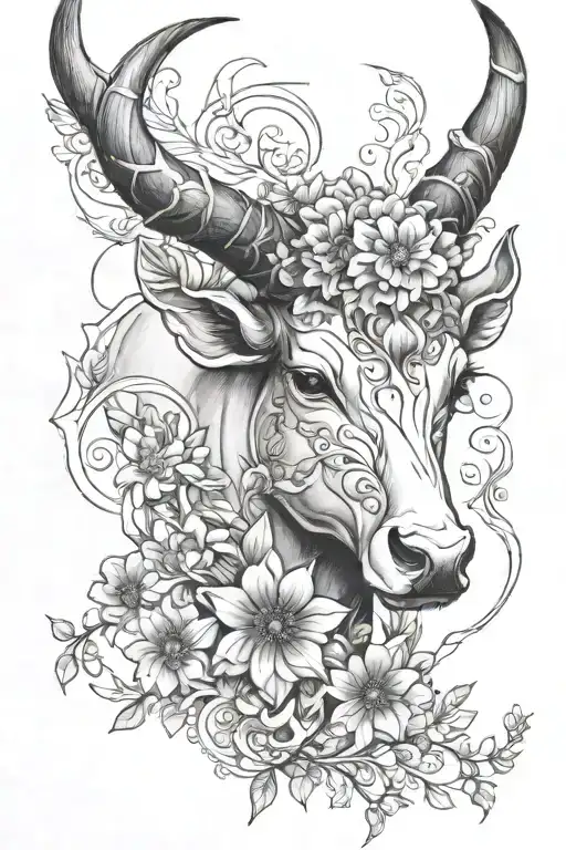 feminine, Taurus, Nature, Fantasy tattoo design idea