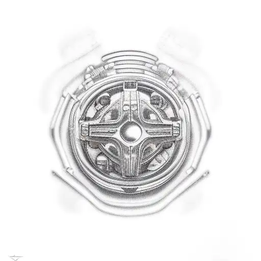 Petrolhead, pistons, car, sparks tattoo design idea