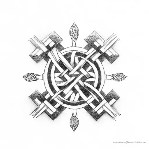 cross made from gaelic lines tattoo design idea