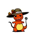 Charmander wearing the straw hat from ace from one piece  tattoo design idea