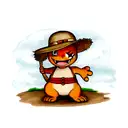 Charmander wearing the straw hat from ace from one piece  tattoo design idea