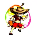 Charmander wearing the straw hat from ace from one piece  tattoo design idea