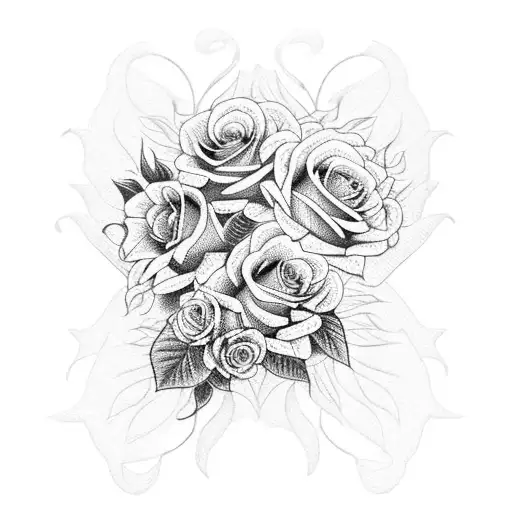 vine with sunflowers roses and butterflies  tattoo design idea