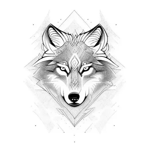 angry wolf with waves tattoo design idea