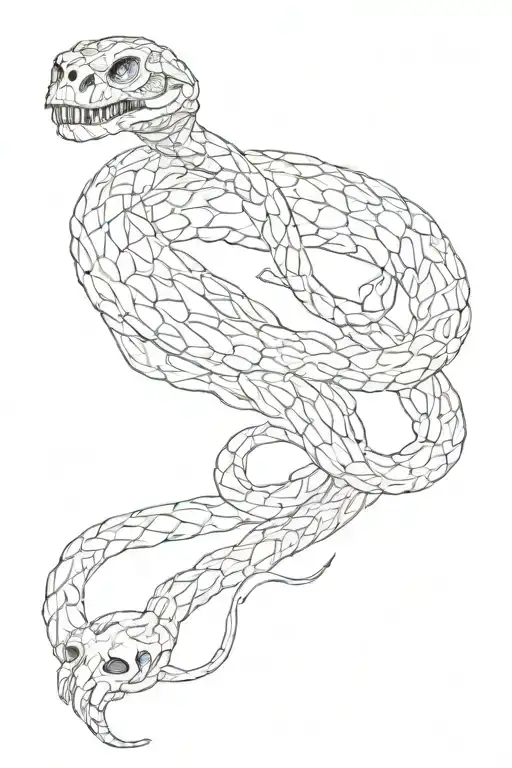 snake skeleton wrapped around arm sleeve tattoo design idea