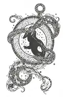 ouroboros aquarius constellation merging together tattoo design idea
